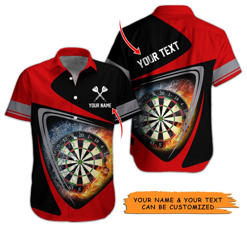 Customized Name & Text Darts Hawaiian Shirt, Darts In Flame Personalized Darts Hawaiian Shirts - Gift For Darts Lovers, Darts Players Uniforms - Amzanimalsgift
