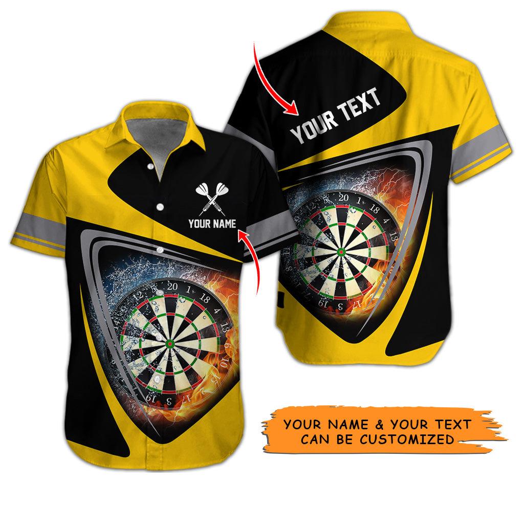 Customized Name & Text Darts Hawaiian Shirt, Darts In Flame Personalized Darts Hawaiian Shirts - Gift For Darts Lovers, Darts Players Uniforms - Amzanimalsgift