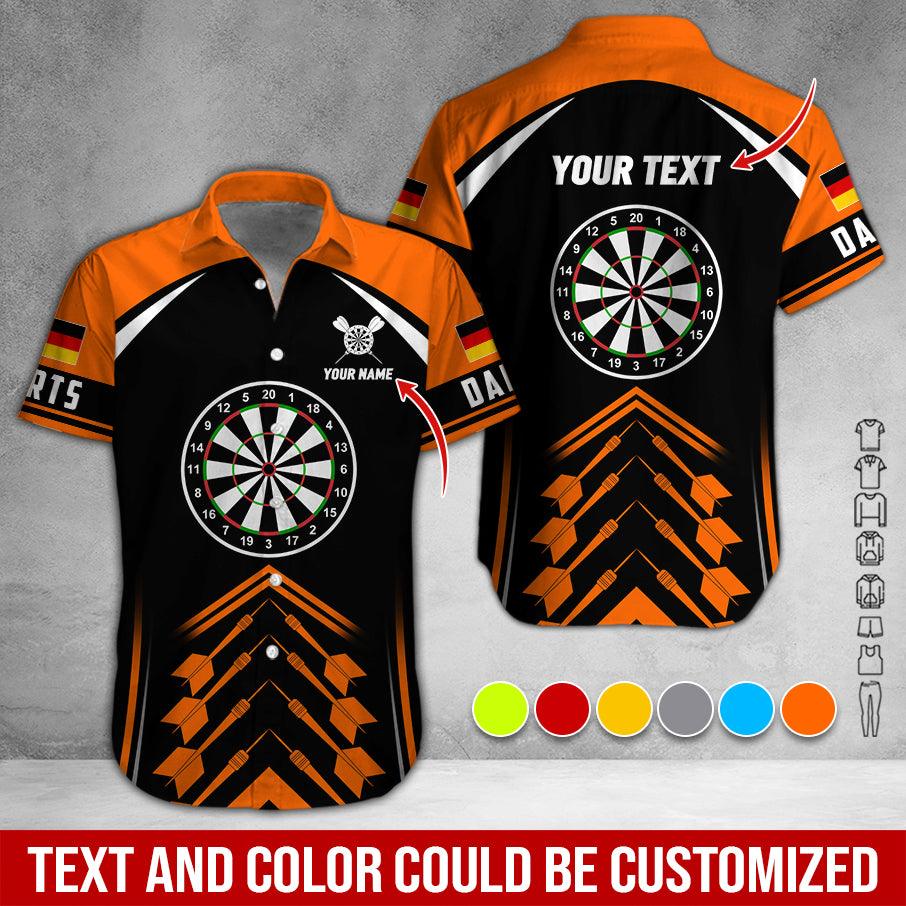 Customized Name & Text Darts Hawaiian Shirt, German Flag Logo Personalized Darts Hawaiian Shirts - Gift For Darts Lovers, Darts Players Uniforms - Amzanimalsgift