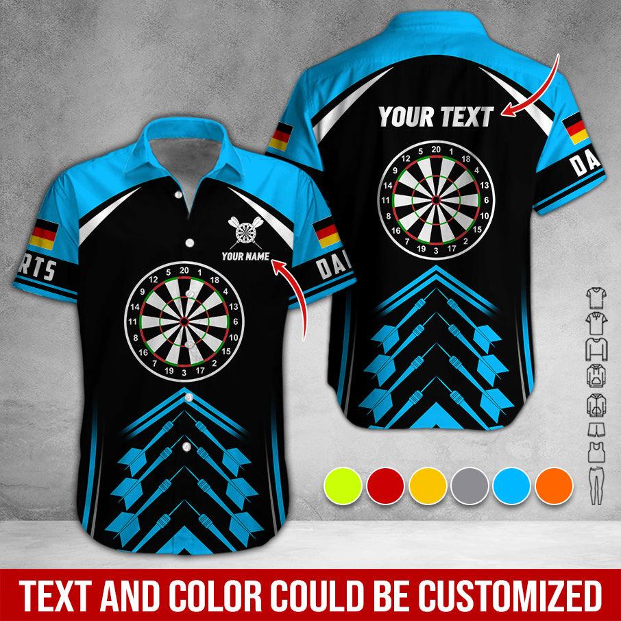 Customized Name & Text Darts Hawaiian Shirt, German Flag Logo Personalized Darts Hawaiian Shirts - Gift For Darts Lovers, Darts Players Uniforms - Amzanimalsgift