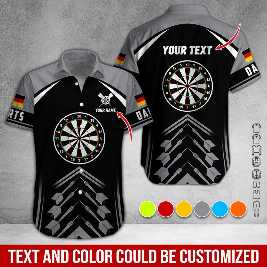 Customized Name & Text Darts Hawaiian Shirt, German Flag Logo Personalized Darts Hawaiian Shirts - Gift For Darts Lovers, Darts Players Uniforms - Amzanimalsgift