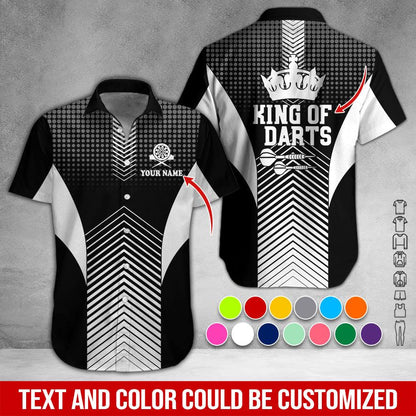 Customized Name & Text Darts Hawaiian Shirt, King Of Darts Personalized Darts Hawaiian Shirts - Gift For Darts Lovers, Darts Players Uniforms - Amzanimalsgift