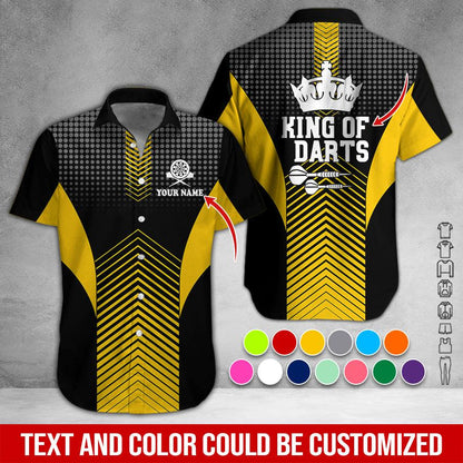 Customized Name & Text Darts Hawaiian Shirt, King Of Darts Personalized Darts Hawaiian Shirts - Gift For Darts Lovers, Darts Players Uniforms - Amzanimalsgift