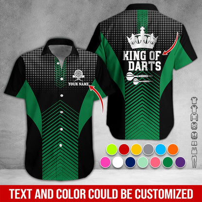 Customized Name & Text Darts Hawaiian Shirt, King Of Darts Personalized Darts Hawaiian Shirts - Gift For Darts Lovers, Darts Players Uniforms - Amzanimalsgift