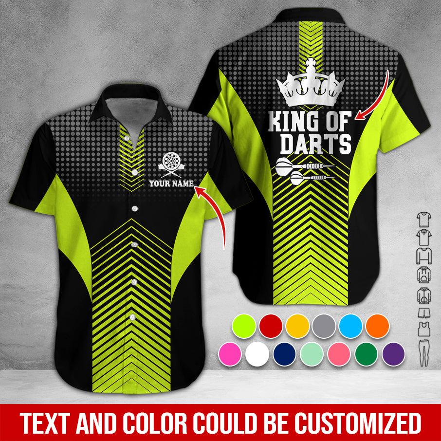 Customized Name & Text Darts Hawaiian Shirt, King Of Darts Personalized Darts Hawaiian Shirts - Gift For Darts Lovers, Darts Players Uniforms - Amzanimalsgift
