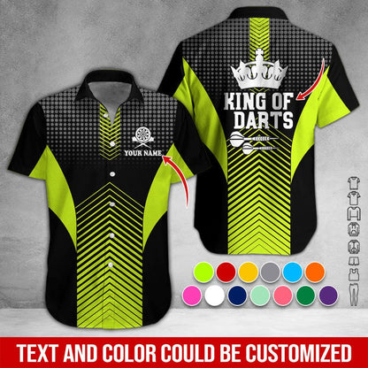 Customized Name & Text Darts Hawaiian Shirt, King Of Darts Personalized Darts Hawaiian Shirts - Gift For Darts Lovers, Darts Players Uniforms - Amzanimalsgift