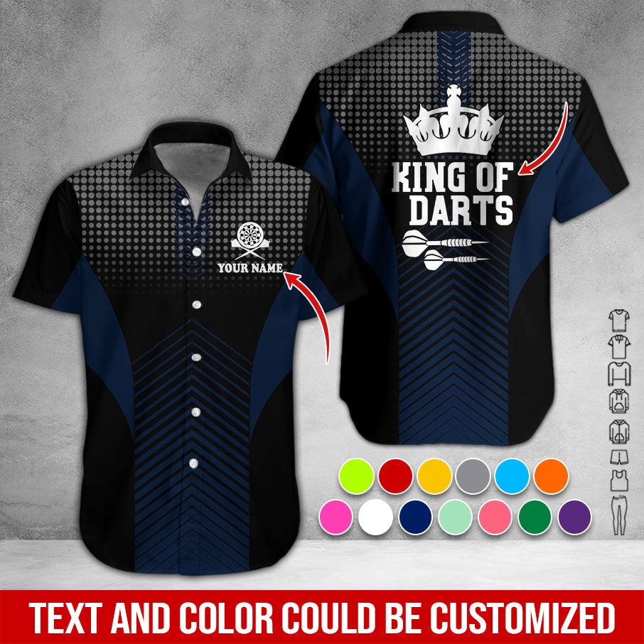 Customized Name & Text Darts Hawaiian Shirt, King Of Darts Personalized Darts Hawaiian Shirts - Gift For Darts Lovers, Darts Players Uniforms - Amzanimalsgift