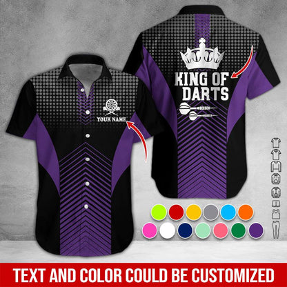 Customized Name & Text Darts Hawaiian Shirt, King Of Darts Personalized Darts Hawaiian Shirts - Gift For Darts Lovers, Darts Players Uniforms - Amzanimalsgift