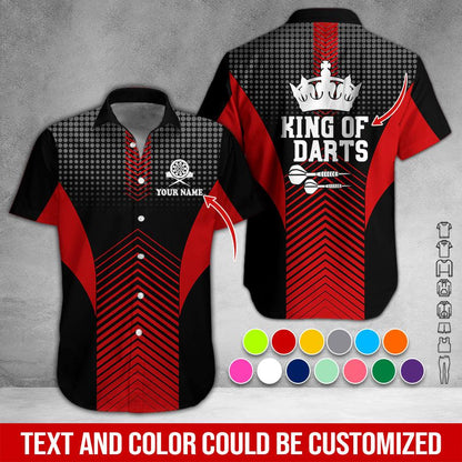Customized Name & Text Darts Hawaiian Shirt, King Of Darts Personalized Darts Hawaiian Shirts - Gift For Darts Lovers, Darts Players Uniforms - Amzanimalsgift