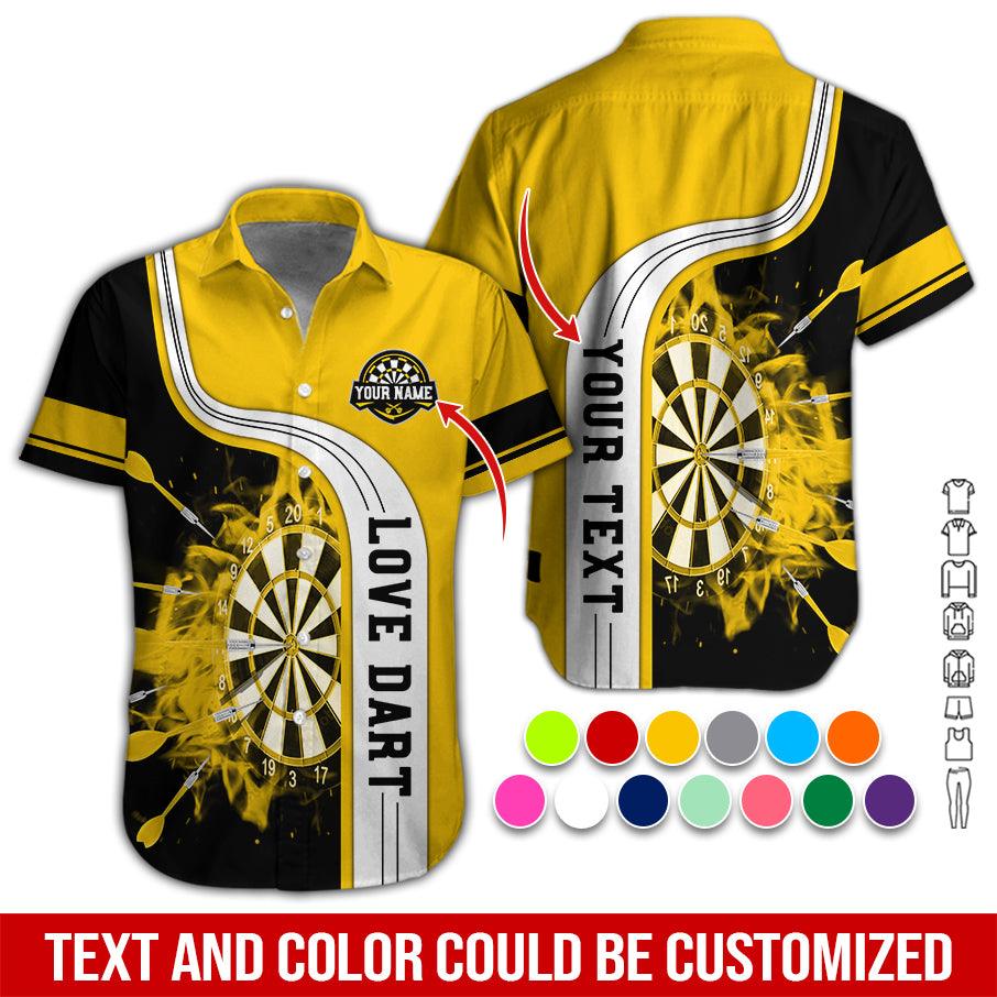 Customized Name & Text Darts Hawaiian Shirt, Love Dart Personalized Name Darts Hawaiian Shirts - Gift For Darts Lovers, Darts Players Uniforms - Amzanimalsgift