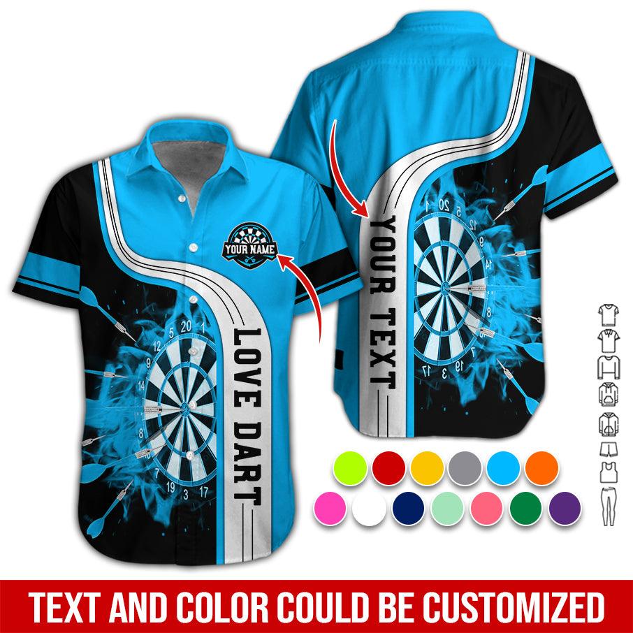 Customized Name & Text Darts Hawaiian Shirt, Love Dart Personalized Name Darts Hawaiian Shirts - Gift For Darts Lovers, Darts Players Uniforms - Amzanimalsgift