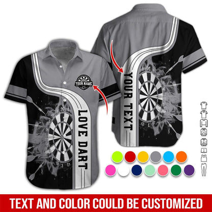 Customized Name & Text Darts Hawaiian Shirt, Love Dart Personalized Name Darts Hawaiian Shirts - Gift For Darts Lovers, Darts Players Uniforms - Amzanimalsgift