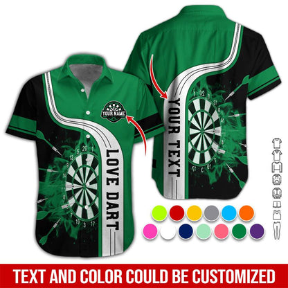 Customized Name & Text Darts Hawaiian Shirt, Love Dart Personalized Name Darts Hawaiian Shirts - Gift For Darts Lovers, Darts Players Uniforms - Amzanimalsgift