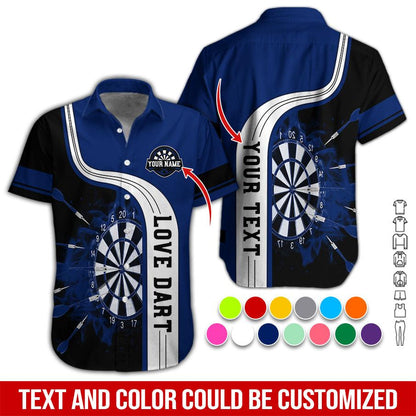 Customized Name & Text Darts Hawaiian Shirt, Love Dart Personalized Name Darts Hawaiian Shirts - Gift For Darts Lovers, Darts Players Uniforms - Amzanimalsgift