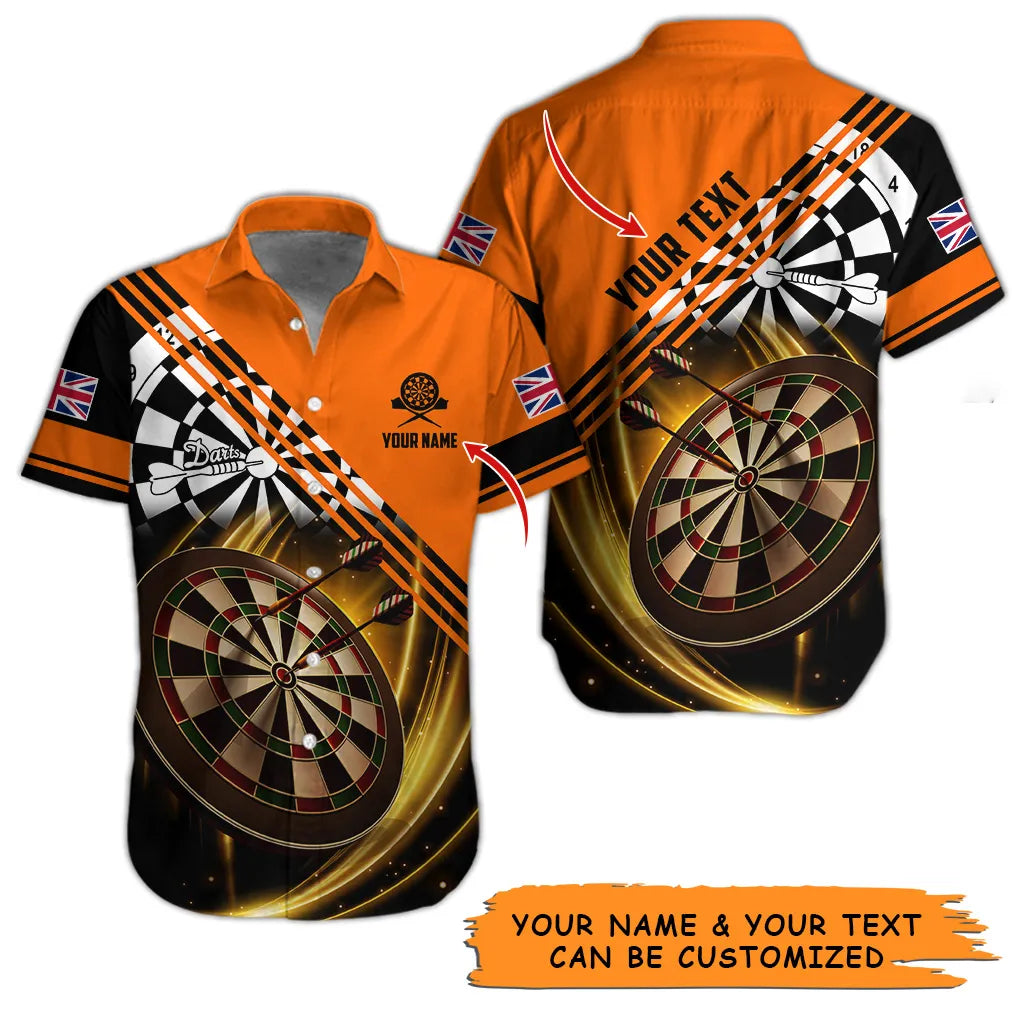 Customized Name & Text Darts Hawaiian Shirt, Personalized Dart Hawaiian Shirts For Summer - Gift For Darts Lovers, Darts Players Uniforms - Amzanimalsgift