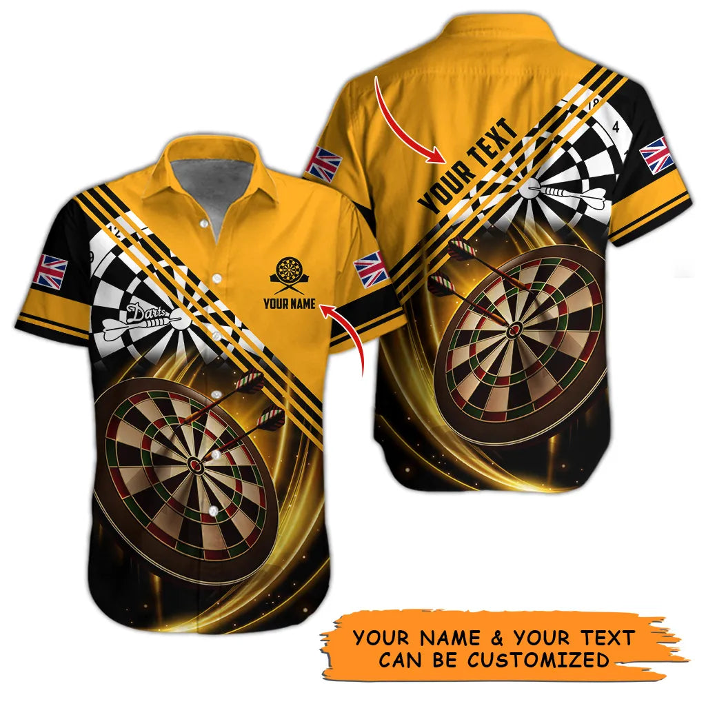 Customized Name & Text Darts Hawaiian Shirt, Personalized Dart Hawaiian Shirts For Summer - Gift For Darts Lovers, Darts Players Uniforms - Amzanimalsgift