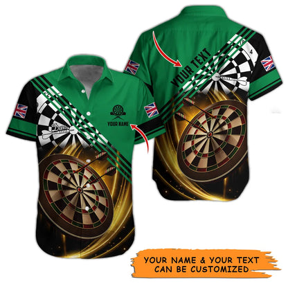 Customized Name & Text Darts Hawaiian Shirt, Personalized Dart Hawaiian Shirts For Summer - Gift For Darts Lovers, Darts Players Uniforms - Amzanimalsgift