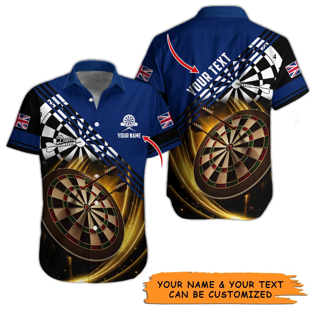 Customized Name & Text Darts Hawaiian Shirt, Personalized Dart Hawaiian Shirts For Summer - Gift For Darts Lovers, Darts Players Uniforms - Amzanimalsgift