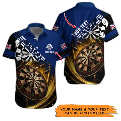 Customized Name & Text Darts Hawaiian Shirt, Personalized Dart Hawaiian Shirts For Summer - Gift For Darts Lovers, Darts Players Uniforms - Amzanimalsgift