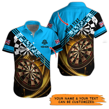 Customized Name & Text Darts Hawaiian Shirt, Personalized Dart Hawaiian Shirts For Summer - Gift For Darts Lovers, Darts Players Uniforms - Amzanimalsgift