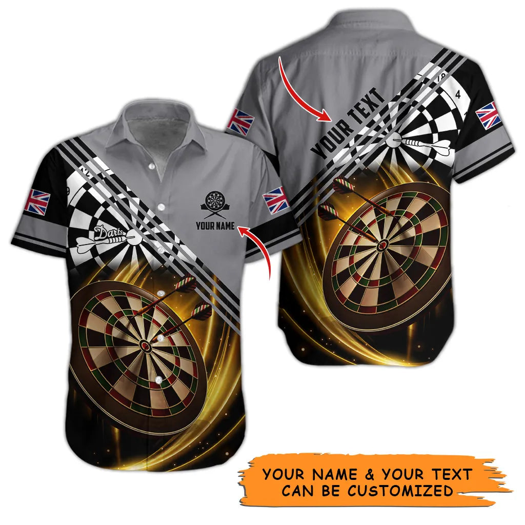 Customized Name & Text Darts Hawaiian Shirt, Personalized Dart Hawaiian Shirts For Summer - Gift For Darts Lovers, Darts Players Uniforms - Amzanimalsgift