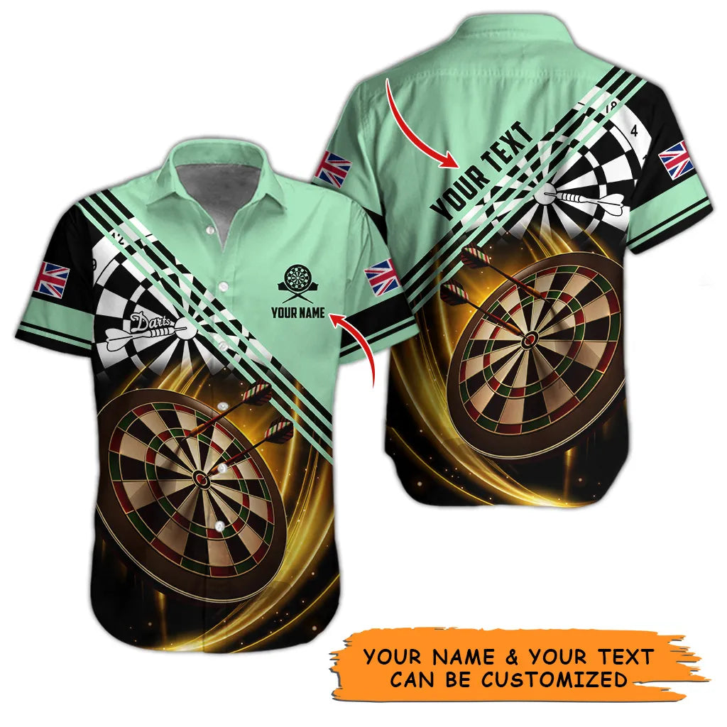 Customized Name & Text Darts Hawaiian Shirt, Personalized Dart Hawaiian Shirts For Summer - Gift For Darts Lovers, Darts Players Uniforms - Amzanimalsgift