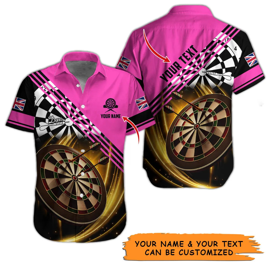 Customized Name & Text Darts Hawaiian Shirt, Personalized Dart Hawaiian Shirts For Summer - Gift For Darts Lovers, Darts Players Uniforms - Amzanimalsgift