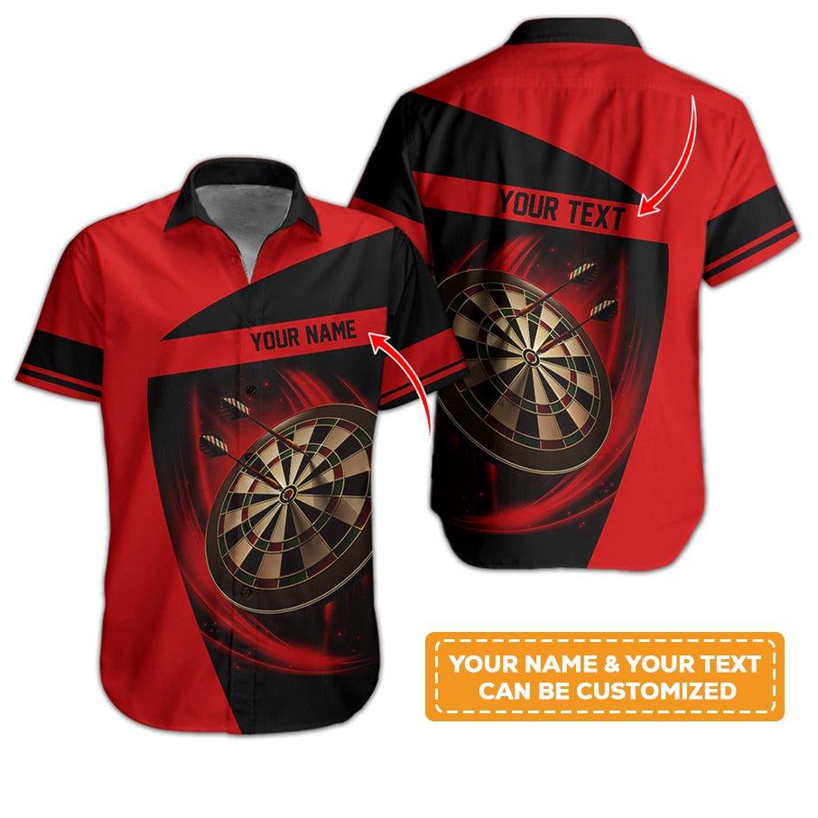 Customized Name & Text Darts Hawaiian Shirt, Personalized Dartboard Hawaiian Shirts - Gift For Darts Lovers, Darts Players Uniforms - Amzanimalsgift