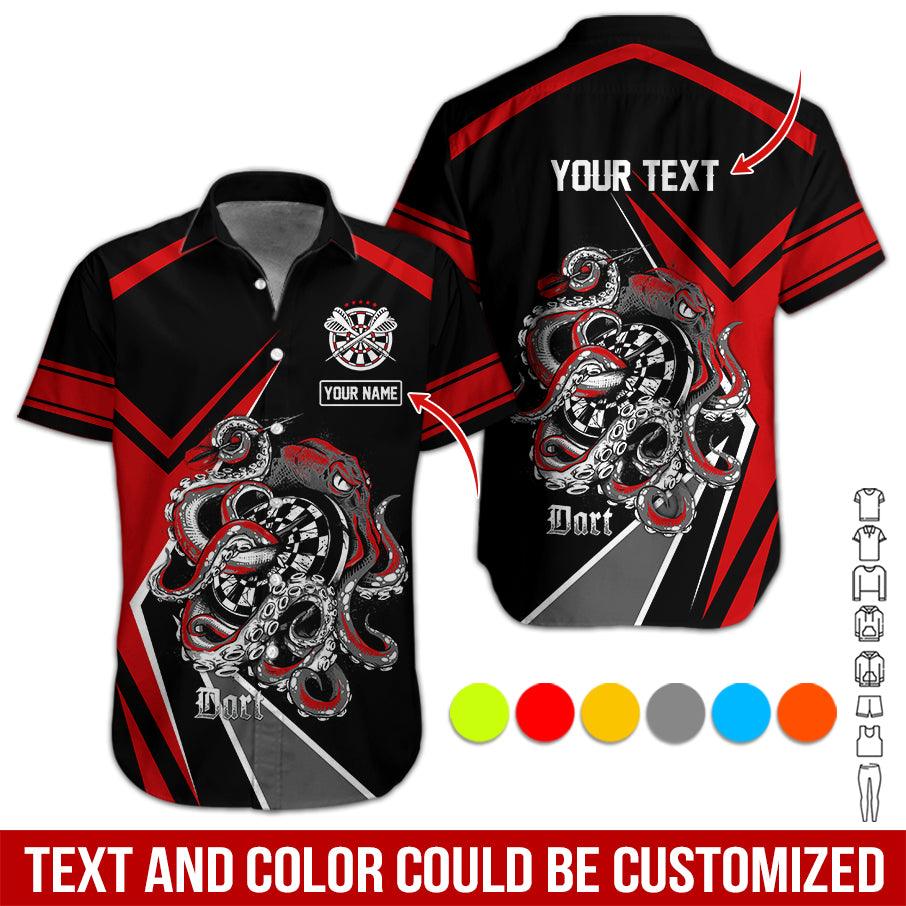 Customized Name & Text Darts Hawaiian Shirt, Personalized Darts And Octopus Hawaiian Shirts - Gift For Darts Lovers, Darts Players Uniforms - Amzanimalsgift
