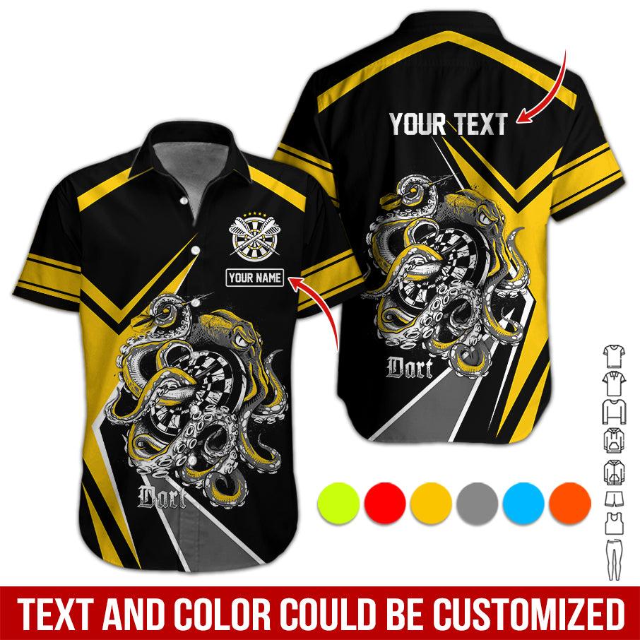 Customized Name & Text Darts Hawaiian Shirt, Personalized Darts And Octopus Hawaiian Shirts - Gift For Darts Lovers, Darts Players Uniforms - Amzanimalsgift