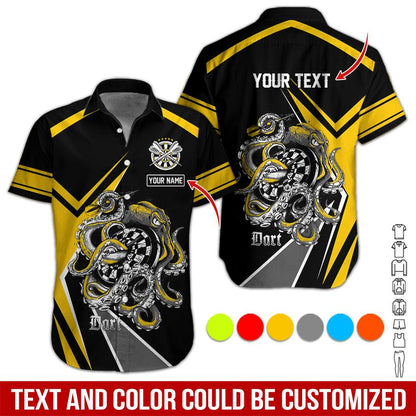 Customized Name & Text Darts Hawaiian Shirt, Personalized Darts And Octopus Hawaiian Shirts - Gift For Darts Lovers, Darts Players Uniforms - Amzanimalsgift