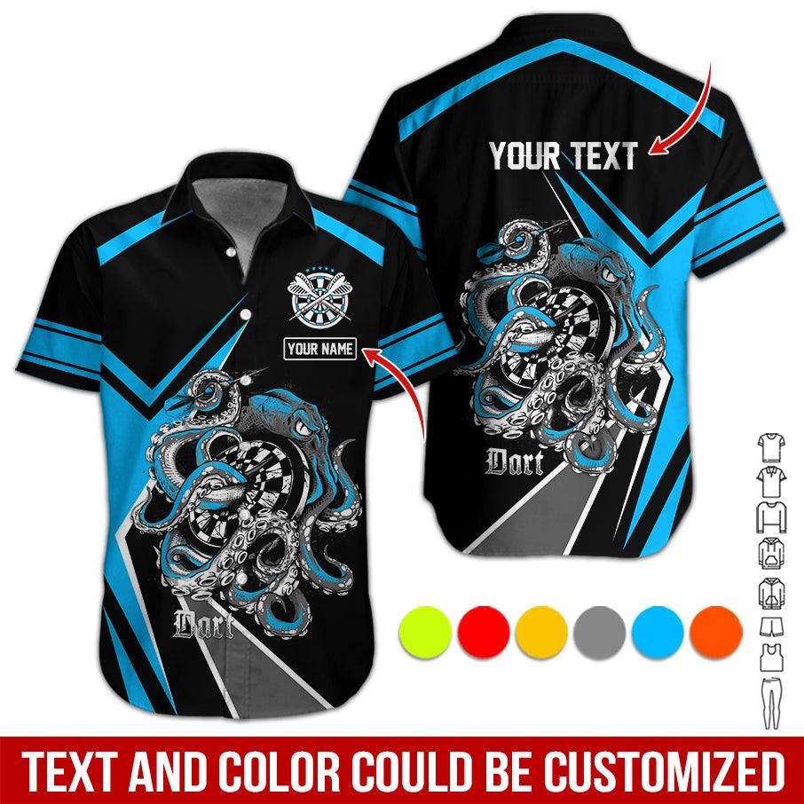 Customized Name & Text Darts Hawaiian Shirt, Personalized Darts And Octopus Hawaiian Shirts - Gift For Darts Lovers, Darts Players Uniforms - Amzanimalsgift