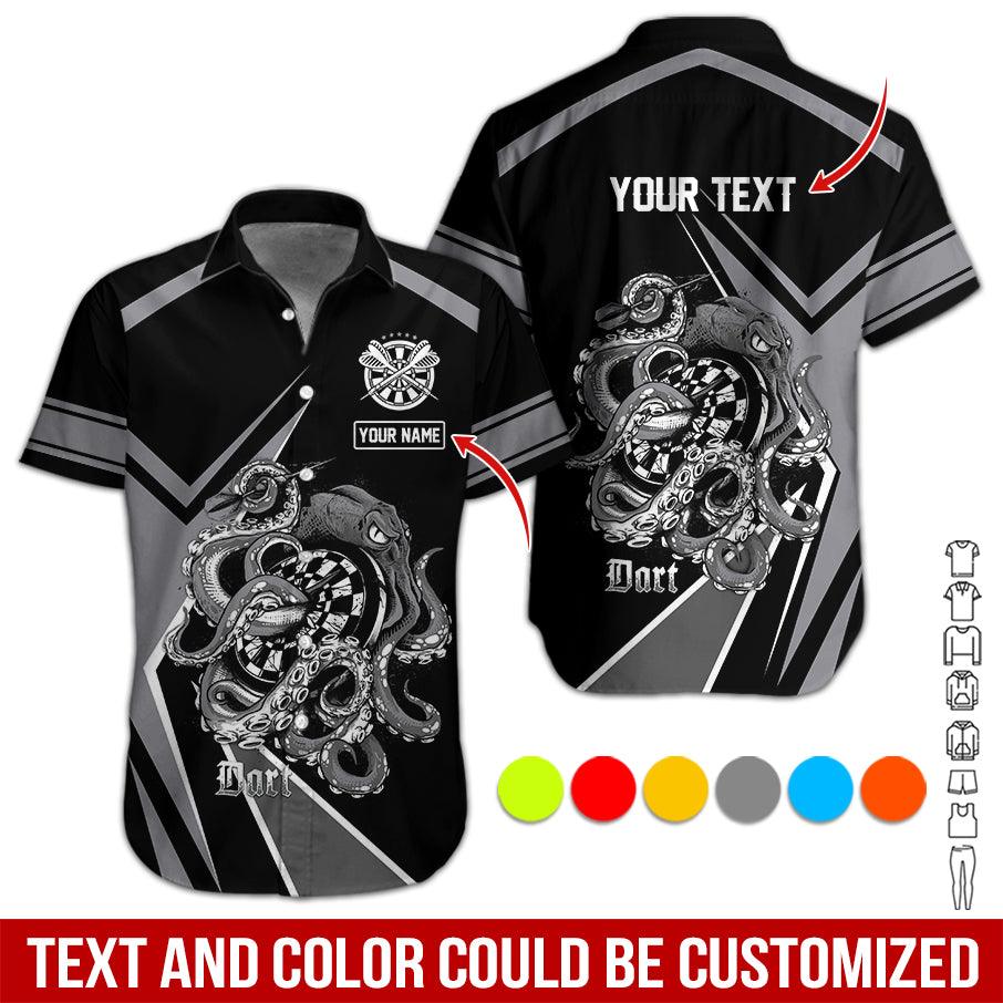 Customized Name & Text Darts Hawaiian Shirt, Personalized Darts And Octopus Hawaiian Shirts - Gift For Darts Lovers, Darts Players Uniforms - Amzanimalsgift