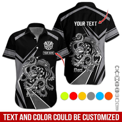 Customized Name & Text Darts Hawaiian Shirt, Personalized Darts And Octopus Hawaiian Shirts - Gift For Darts Lovers, Darts Players Uniforms - Amzanimalsgift