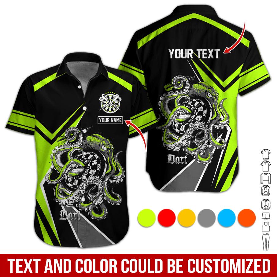 Customized Name & Text Darts Hawaiian Shirt, Personalized Darts And Octopus Hawaiian Shirts - Gift For Darts Lovers, Darts Players Uniforms - Amzanimalsgift