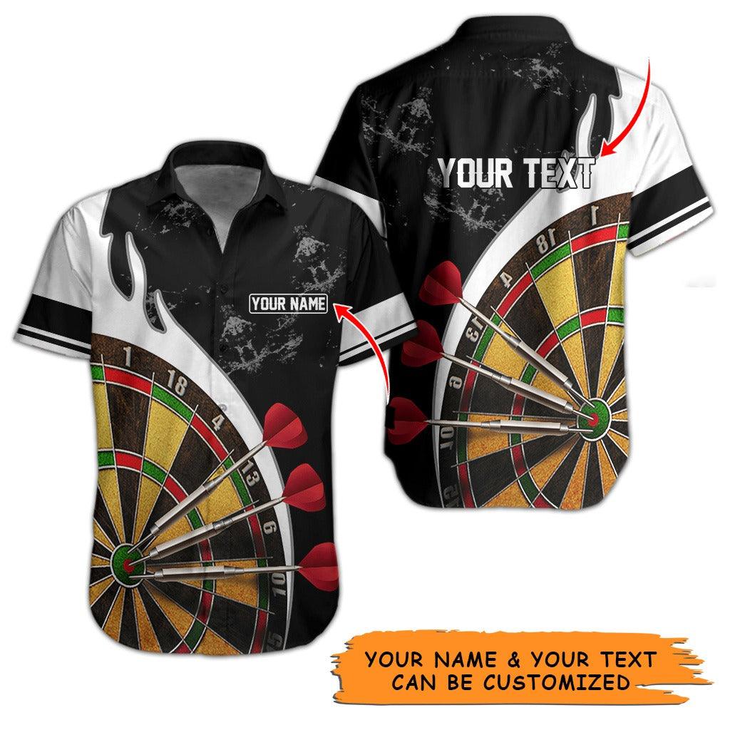 Customized Name & Text Darts Hawaiian Shirt, Personalized Darts Target Hawaiian Shirts - Gift For Darts Lovers, Darts Players Uniforms - Amzanimalsgift