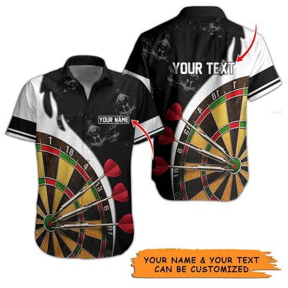 Customized Name & Text Darts Hawaiian Shirt, Personalized Darts Target Hawaiian Shirts - Gift For Darts Lovers, Darts Players Uniforms - Amzanimalsgift