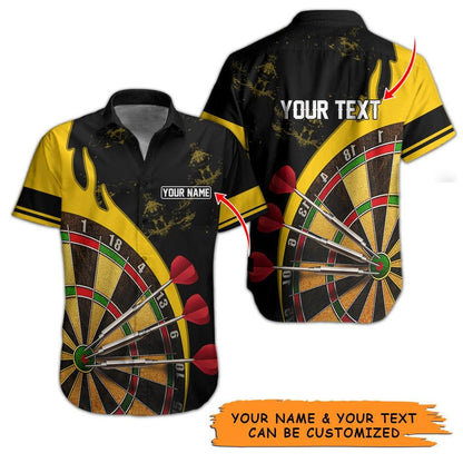 Customized Name & Text Darts Hawaiian Shirt, Personalized Darts Target Hawaiian Shirts - Gift For Darts Lovers, Darts Players Uniforms - Amzanimalsgift