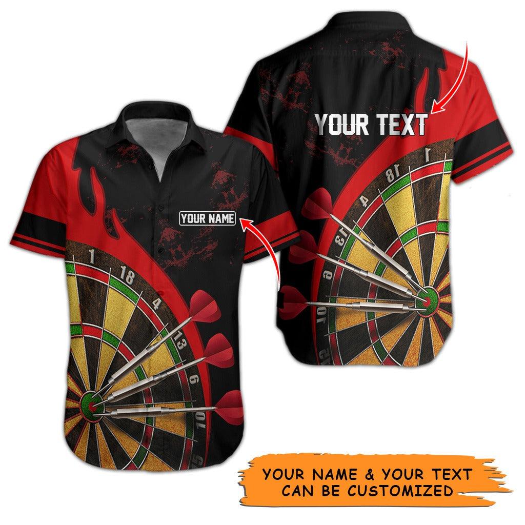 Customized Name & Text Darts Hawaiian Shirt, Personalized Darts Target Hawaiian Shirts - Gift For Darts Lovers, Darts Players Uniforms - Amzanimalsgift