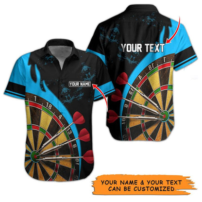 Customized Name & Text Darts Hawaiian Shirt, Personalized Darts Target Hawaiian Shirts - Gift For Darts Lovers, Darts Players Uniforms - Amzanimalsgift