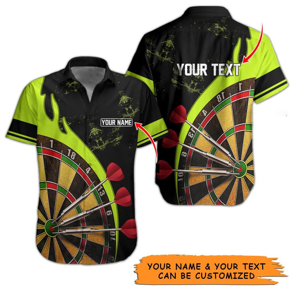 Customized Name & Text Darts Hawaiian Shirt, Personalized Darts Target Hawaiian Shirts - Gift For Darts Lovers, Darts Players Uniforms - Amzanimalsgift