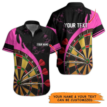 Customized Name & Text Darts Hawaiian Shirt, Personalized Darts Target Hawaiian Shirts - Gift For Darts Lovers, Darts Players Uniforms - Amzanimalsgift