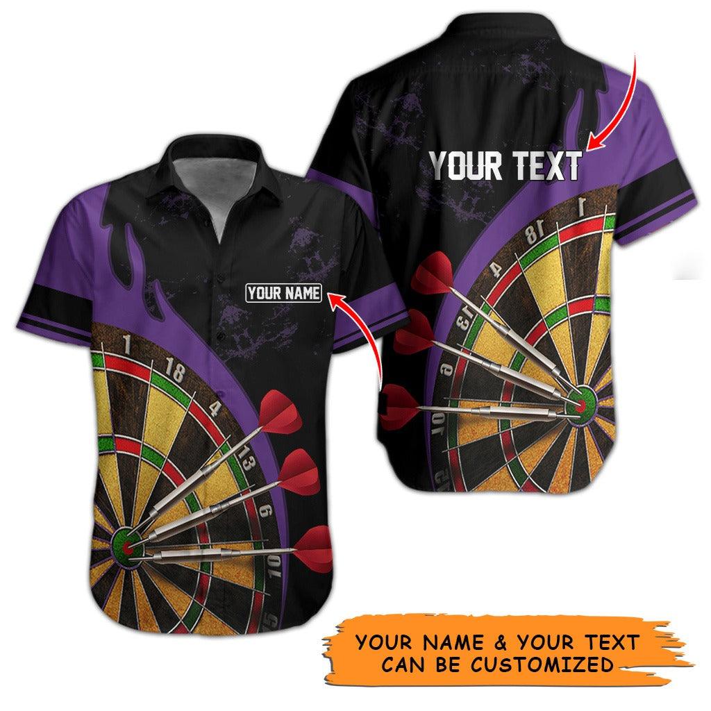 Customized Name & Text Darts Hawaiian Shirt, Personalized Darts Target Hawaiian Shirts - Gift For Darts Lovers, Darts Players Uniforms - Amzanimalsgift