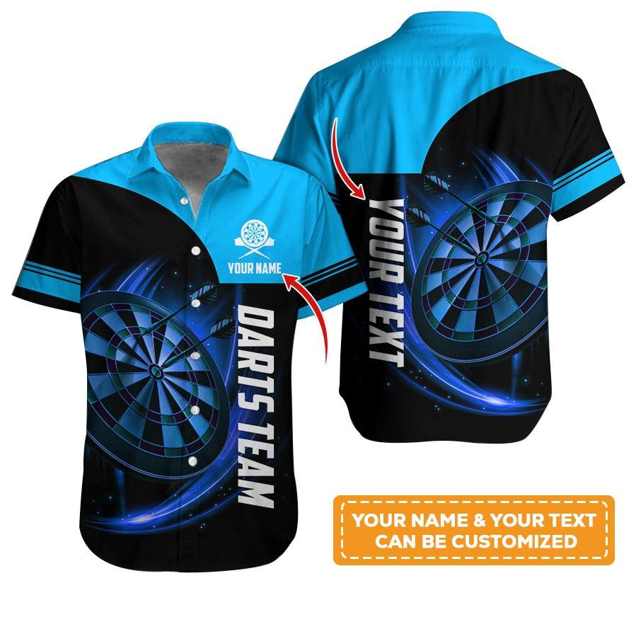 Customized Name & Text Darts Hawaiian Shirt, Personalized Darts Team Hawaiian Shirts For Summer - Gift For Darts Lovers, Darts Players Uniforms - Amzanimalsgift