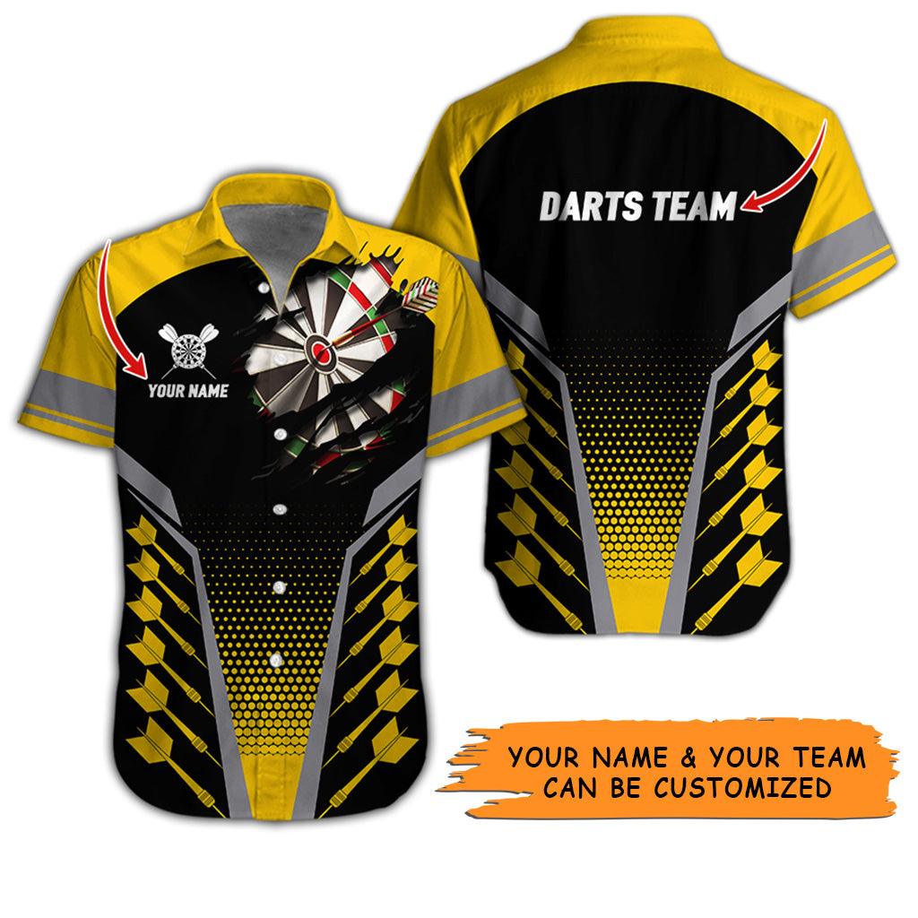 Customized Name And Text Darts Hawaiian Shirt, Personalized Darts Team Hawaiian Shirts - Gift For Darts Lovers, Darts Players Uniforms - Amzanimalsgift
