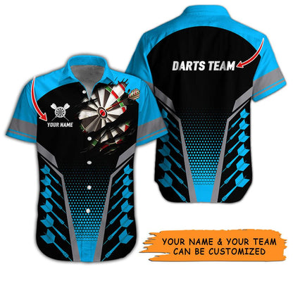 Customized Name And Text Darts Hawaiian Shirt, Personalized Darts Team Hawaiian Shirts - Gift For Darts Lovers, Darts Players Uniforms - Amzanimalsgift