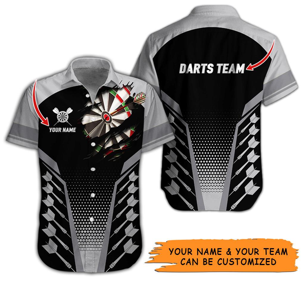Customized Name And Text Darts Hawaiian Shirt, Personalized Darts Team Hawaiian Shirts - Gift For Darts Lovers, Darts Players Uniforms - Amzanimalsgift