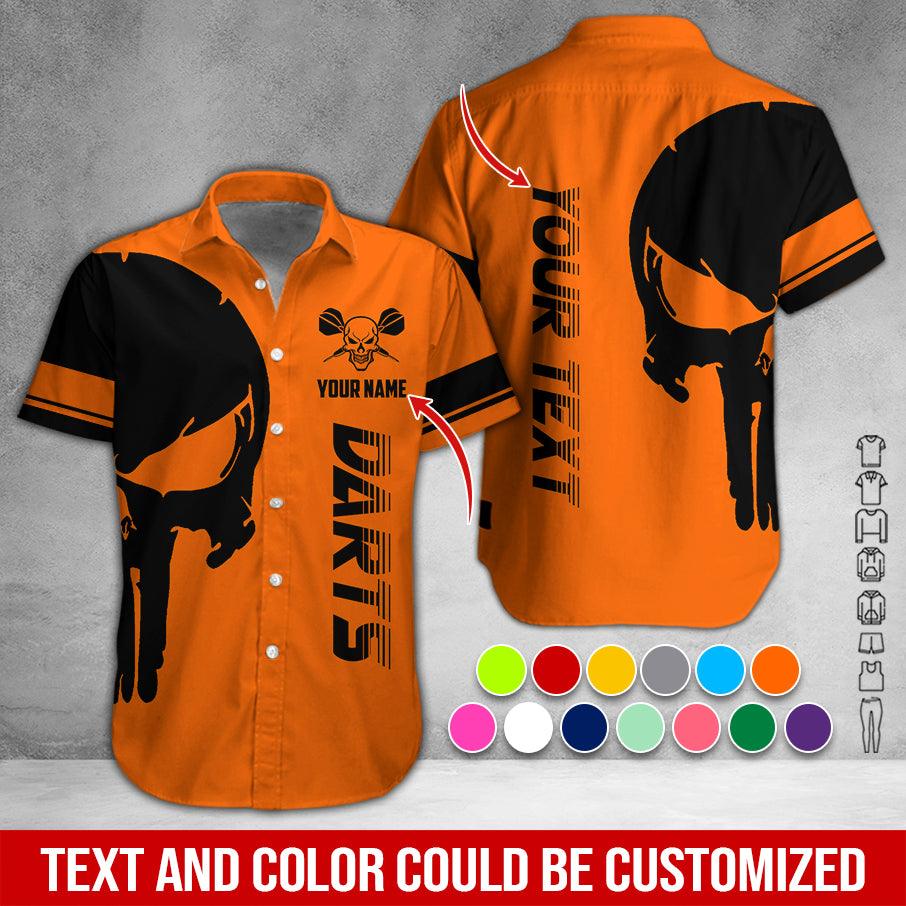 Customized Name & Text Darts Hawaiian Shirt, Personalized Skull Darts Hawaiian Shirts - Gift For Darts Lovers, Darts Players Uniforms - Amzanimalsgift