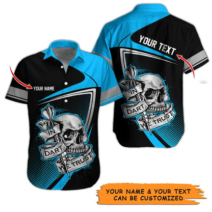 Customized Name & Text Darts Hawaiian Shirt, Personalized Skull In Dart Hawaiian Shirts For Summer - Gift For Darts Lovers, Darts Players Uniforms - Amzanimalsgift