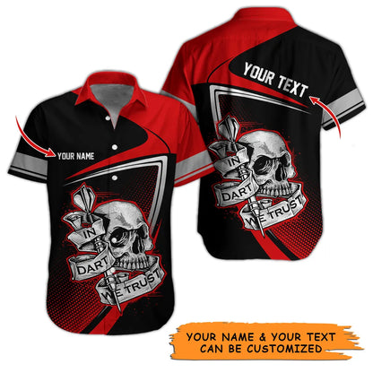 Customized Name & Text Darts Hawaiian Shirt, Personalized Skull In Dart Hawaiian Shirts For Summer - Gift For Darts Lovers, Darts Players Uniforms - Amzanimalsgift